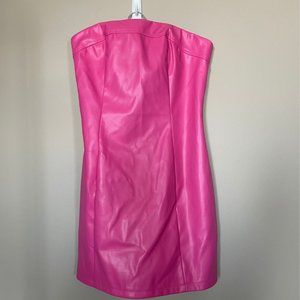 Brand New Pink Faux Leather Strapless Mini